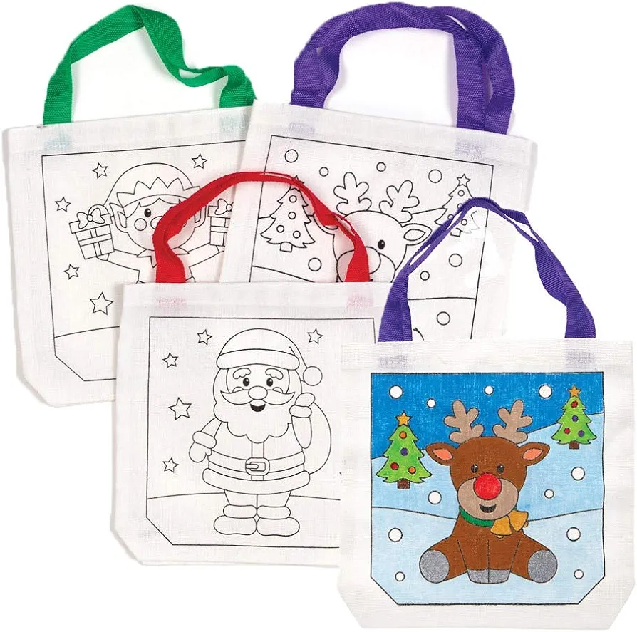 Baker Ross Ltd Christmas color In Fabric Bags, Festive Arts and Crafts (Pack of 3)