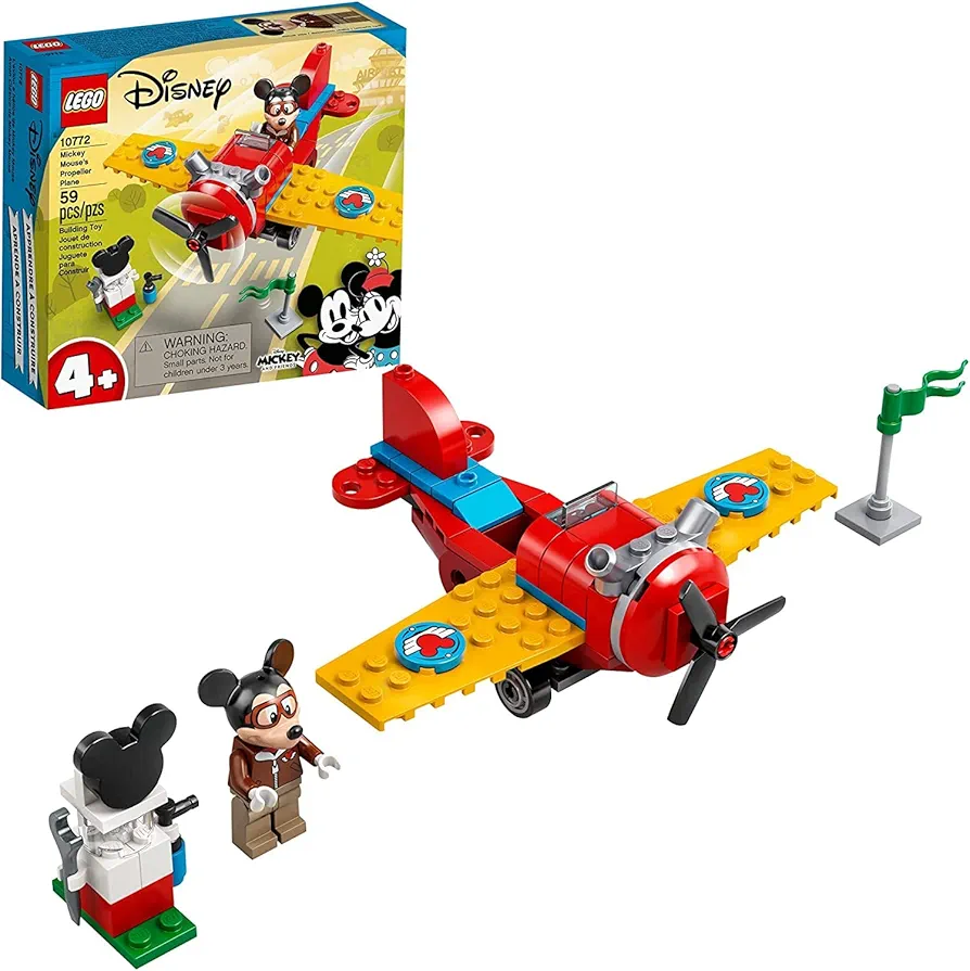 LEGO Disney Mickey and Friends Mickey Mouse’s Propeller Plane 10772 Building Kit Toy; Perfect for Creative Play; New 2021 (59 Pieces), Multicolor