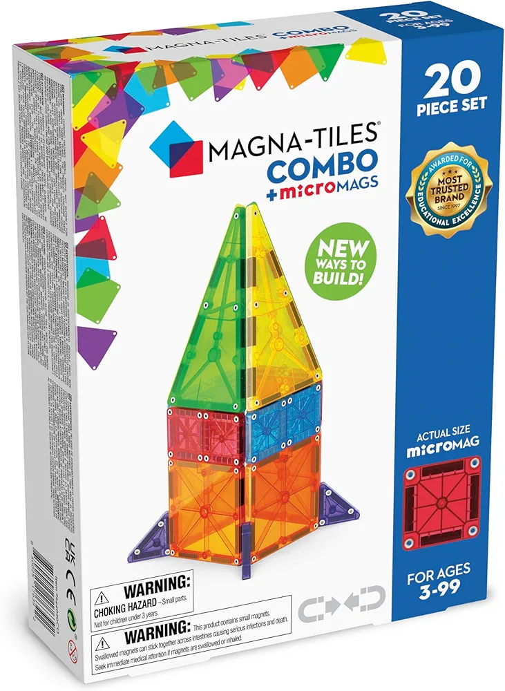 MAGNA-TILES Combo 20-Piece Magnetic Construction Set, The Original Magnetic Building Brand