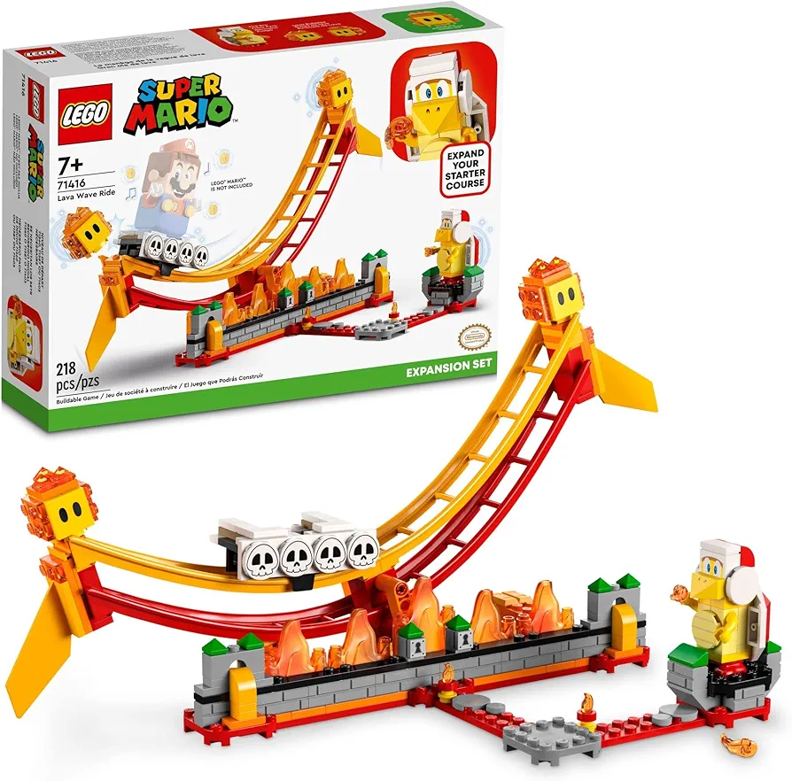 LEGO Super Mario Lava Wave Ride Expansion Set 71416, with Fire Bro and 2 Lava Bubbles Figures, Collectible Toy to Combine with a Starter Course Game