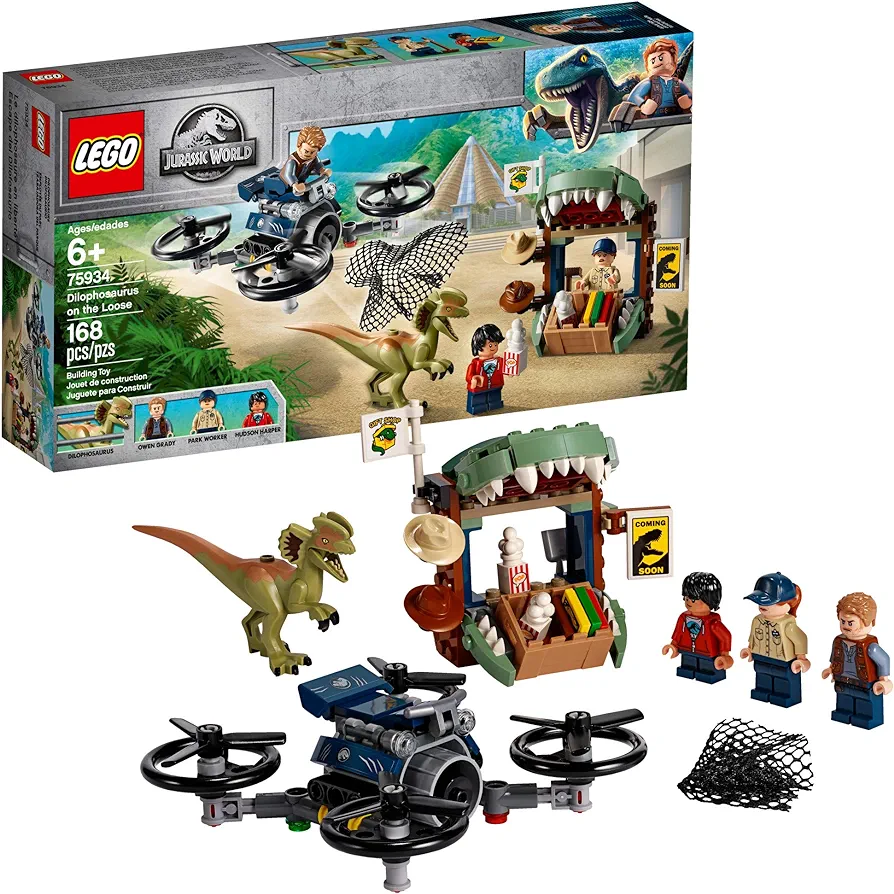 LEGO Jurassic World Dilophosaurus on The Loose 75934 Building Kit (168 Pieces)