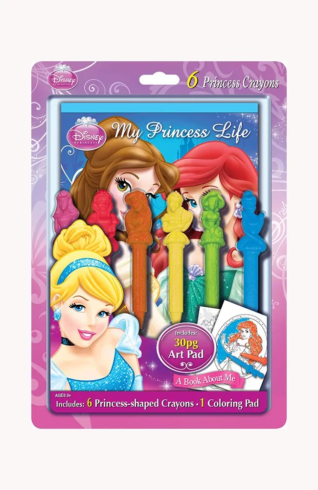 Disney Princess-Shaped Crayons Art Coloring Pad Set