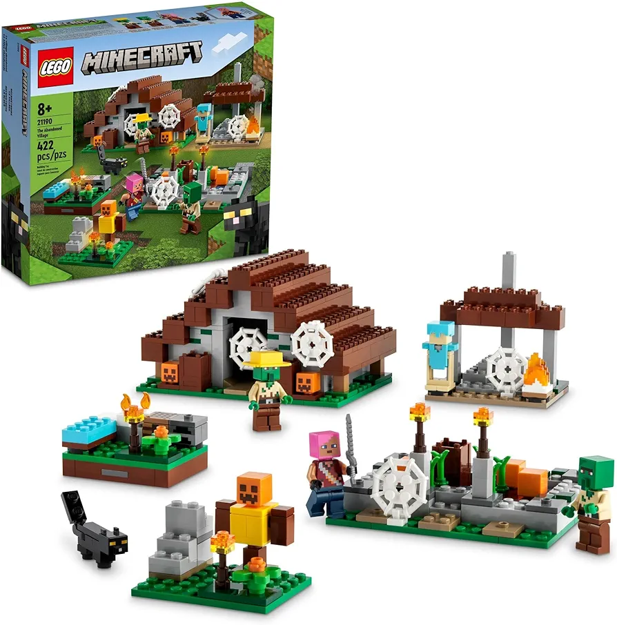 LEGO Minecraft The Abandoned Village Building Kit 21190, Minecraft Zombie Toy Set, Gift Idea for Kids Girls Boys Age 8+ Featuring Game Figures Including Zombies and Zombie Hunters with Accessories