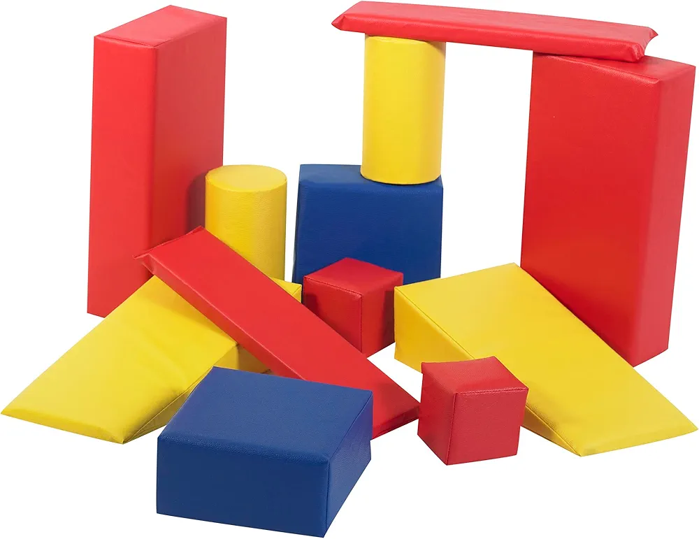 Children's Factory Big Builder Blocks, Large Soft Foam Building & Learning Toys for Toddlers, Classroom/Homeschool Indoor Play Equipment, Set of 12