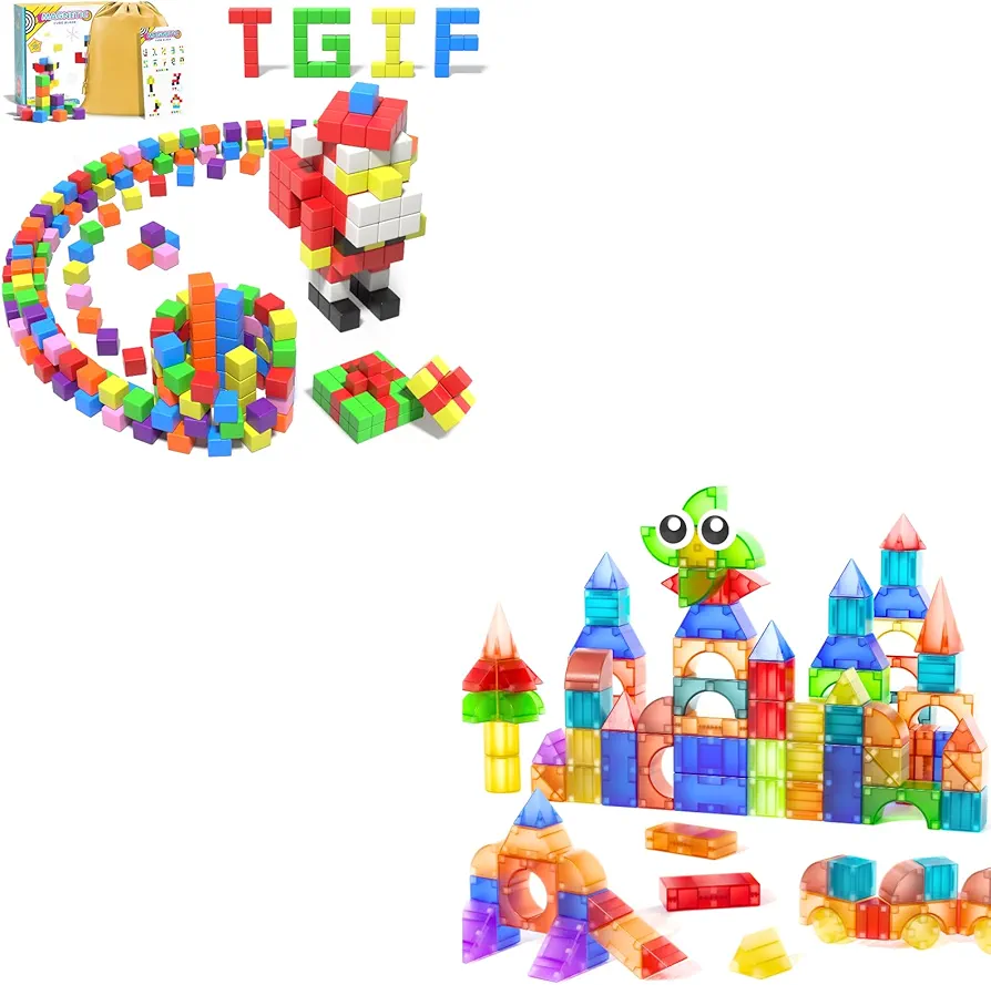 Magnetic Building Blocks Set, Magnet Construction Cube Toys for Kids Toddler, Presshool STM Learning Toy for 3 4 5 6 Boys & Girls