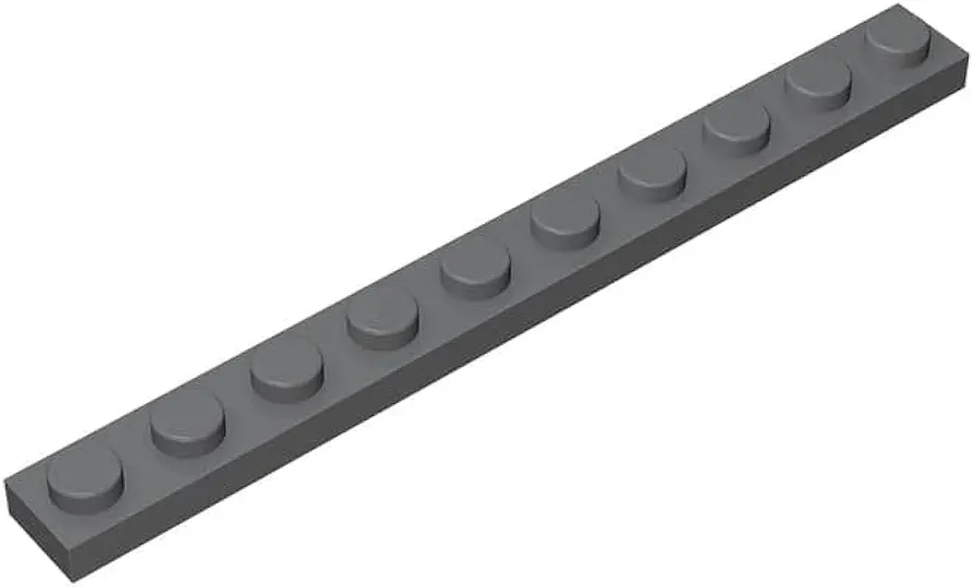 Classic Grey Plates Bulk, Dark Gray Plate 1x10, Building Plates Flat 200 pcs, Compatible with Lego Parts and Pieces: 1x10 Gray Plates(Color: Dark Gray)