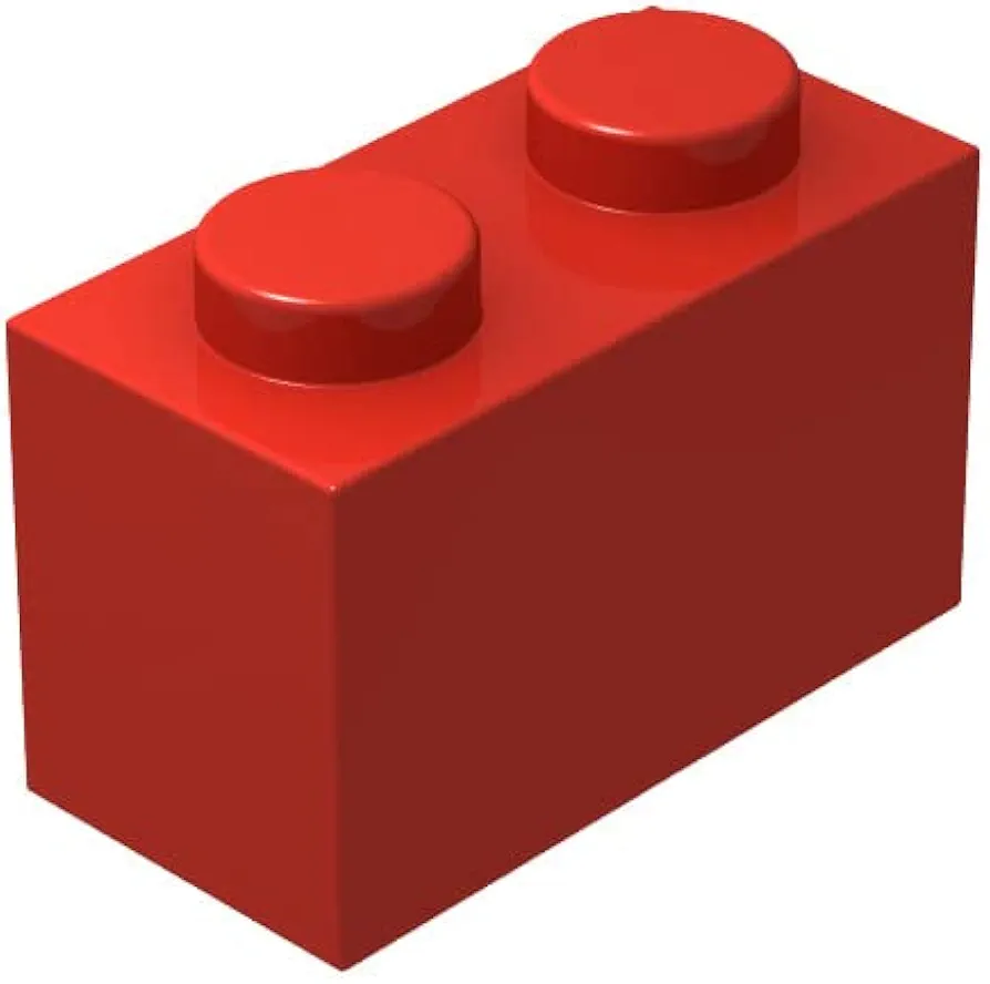 Classic Brick Block Bulk, Red Bricks 1x2, Building Bricks Flat 100 Piece, Compatible with Lego Parts and Pieces: 1x2 Red Bricks(Color:Red)