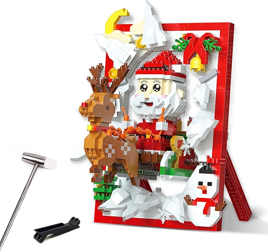 Christmas Mini Building Block 3D Photo Frame Building Block, 1704 PCS Christmas Building Toys, for Boys & Girls (Not Compatible with Lego)