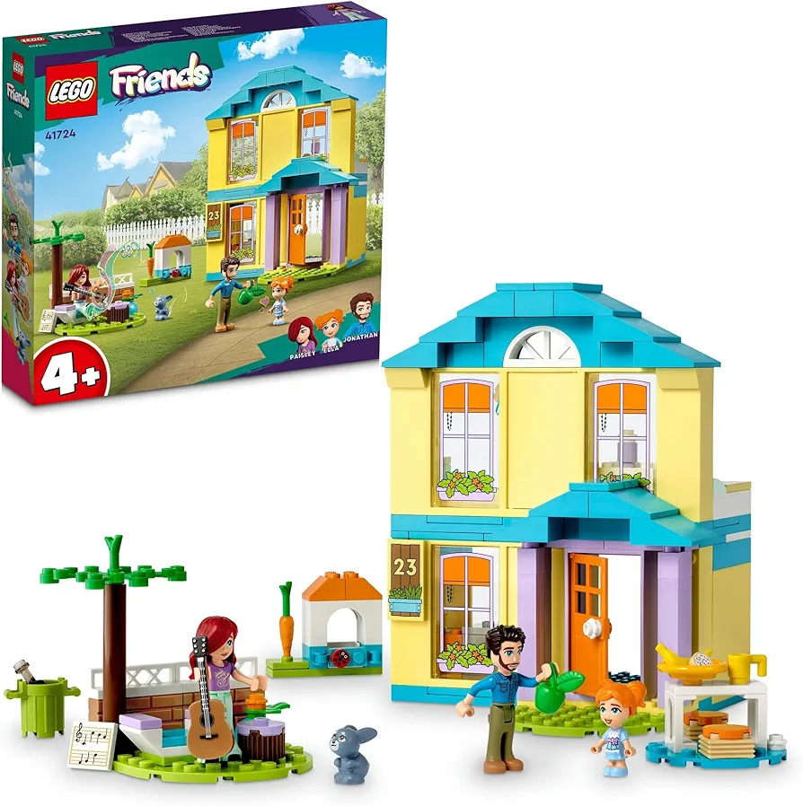 Lego Friends Paisley’s House 41724, Doll House Toy for Girls and Boys 4 Plus Years Old, Playset with Accessories Including Bunny Figure, Birthday Gift