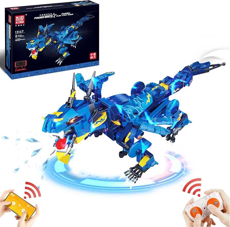 Dragon Building set with Power Module, RC & APP Control 13147 Sky Storm Dragons Rising Set, Educational STEM Projects Toy for Boys and Girls Gifts (2023 Upgraded Version 410 PCS)