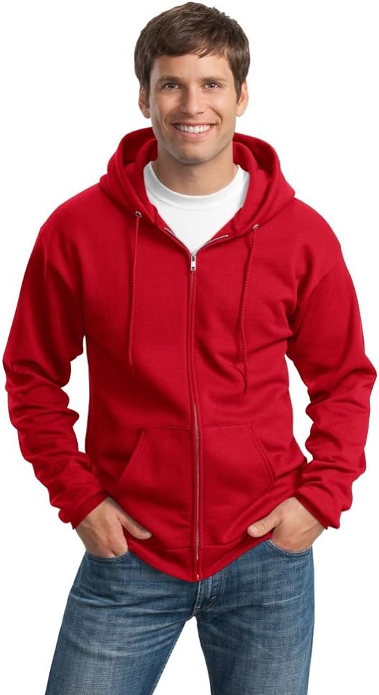 Port & Company Men's Big And Tall Full-Zip Hooded Sweatshirt Red