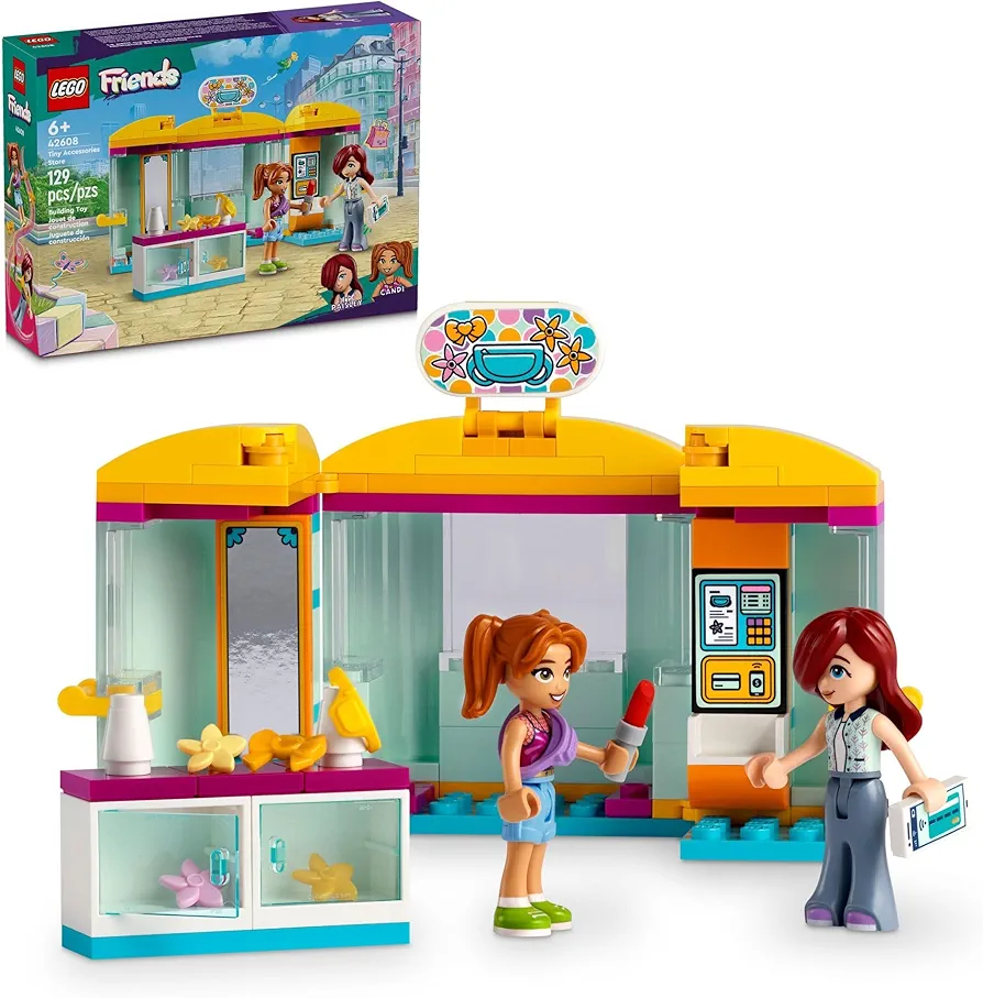 LEGO Friends Tiny Accessories Store and Beauty Shop Toy, Pretend Playset for Kids, Paisley and Candi Mini-Doll Characters and Mini Dolls Accessories, Great Gift for 6 Year Old Girls and Boys, 42608