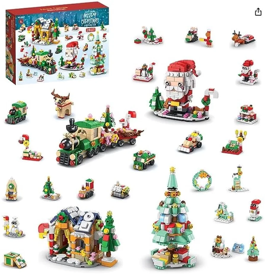 2023 Christmas Building Blocks Sets 24 Days Countdown Calendar Toys for Kids and Children 6 in 1 Christmas Building Blocks Toy Sets, Christmas Gifts for Boys and Girls(1099 PCS)