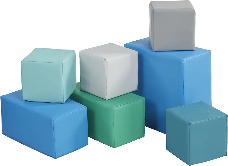 ECR4Kids SoftZone Big Foam Building Blocks, Soft Playset, Contemporary, 7-Piece