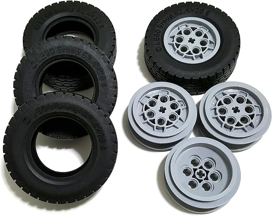 LEGO Tire Ø62.4 x 20 w/ Rim Ø 43,2 X 18 - Pack of 4 each (86652) (32019 / 75999)