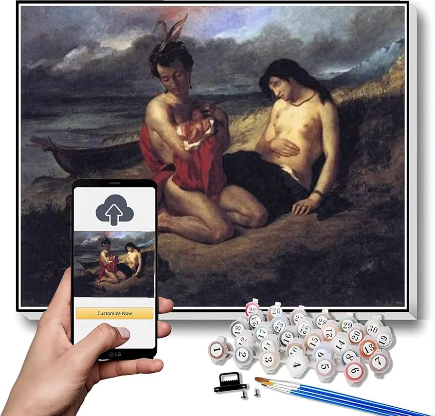 DIY Oil Painting Kit,The Natchez Painting by Eugene Delacroix Arts Craft for Home Wall Decor