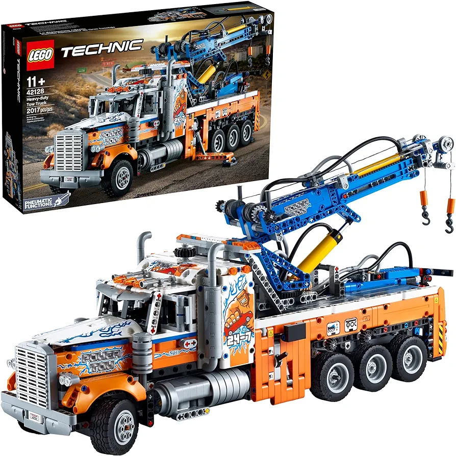 LEGO Technic Heavy-Duty Tow Truck 42128 with Crane Toy Model Building Set, Engineering for Kids Series