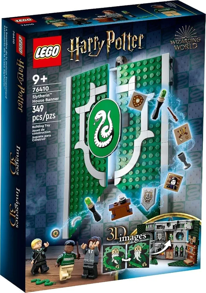 LEGO 76410 Harry Potter Flag of Slytherin, Shared Room with Hogwarts Castle, Collectible Travel Toy with Draco Malfoy Minifigure, Wall Decoration for Children