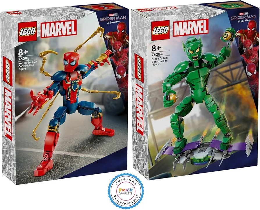 Lego Marvel Set: 76298 Iron Spider-Man building figure & 76284 Green Goblin building figure